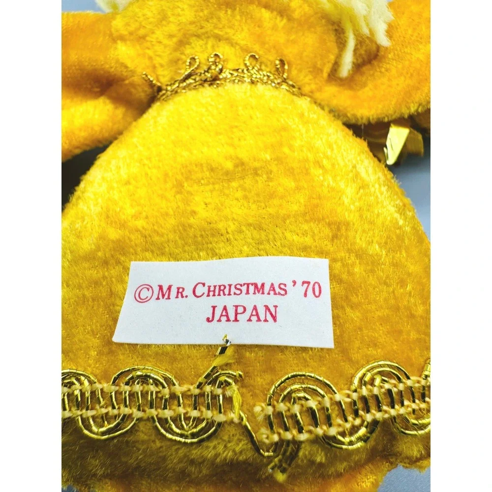Mr Christmas Ornament Angel Doll Yellow Vintage 1970 Japan Paper Mache Face